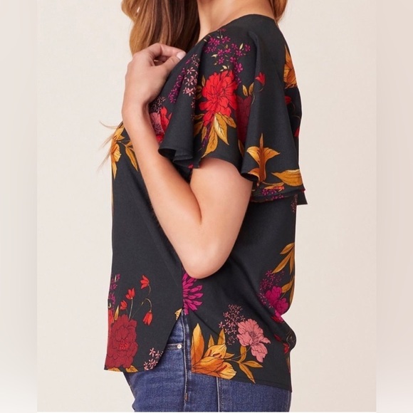 NWT Jack by BB Dakota Blouse XS Top Floral Women Short Sleeve Bohemian Green - Picture 14 of 14